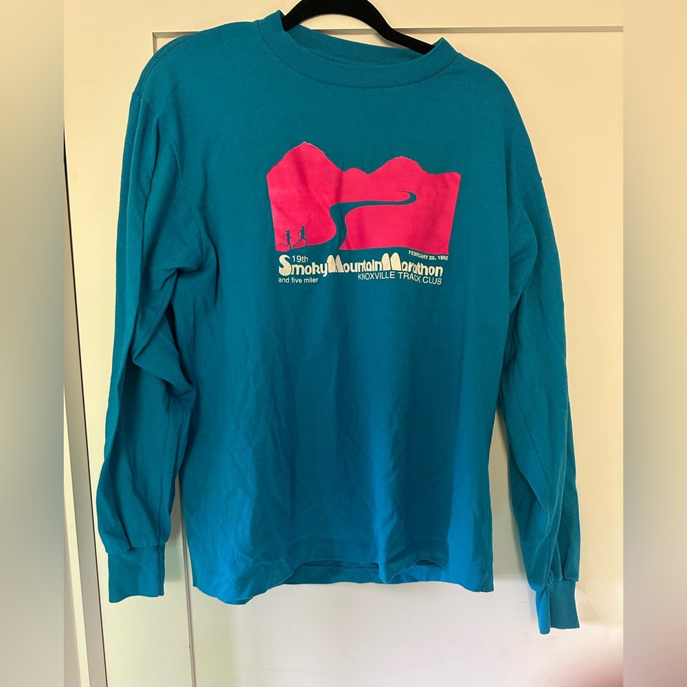 Teal and Pink vintage long sleeve T shirt